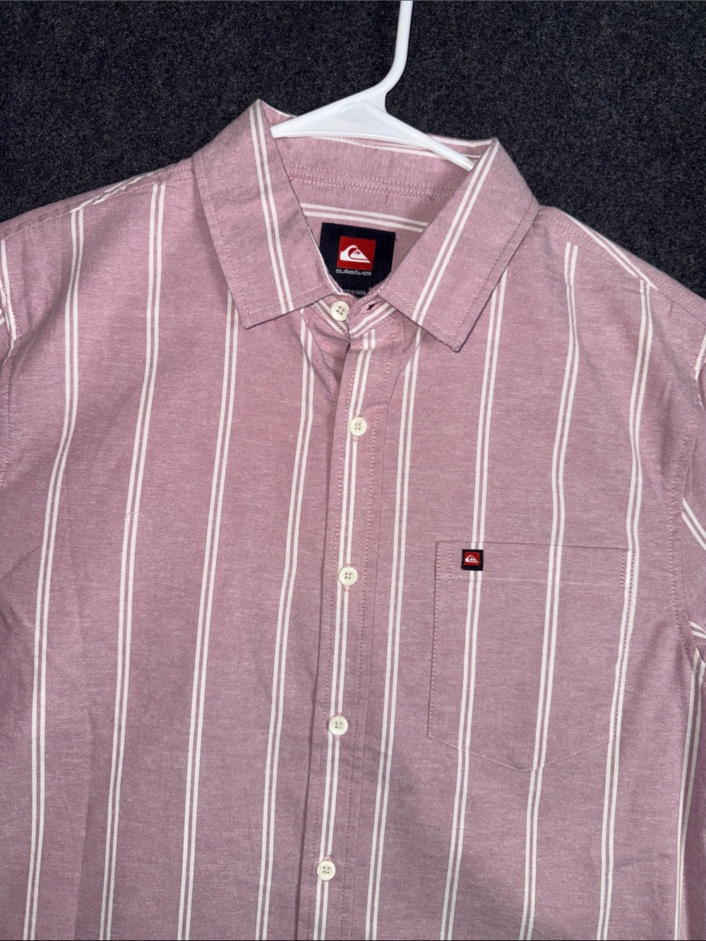 Quiksilver Men's Dusty Rose Vertical Stripe Button-Down Shirt